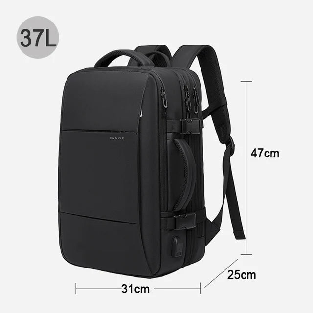 BANGE Travel Backpack Men Expandable USB Bag Large Capacity